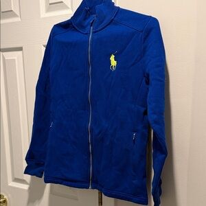 Ralph Lauren Blue Varsity Jacket with Yellow Logo. Open 144tg st andrews